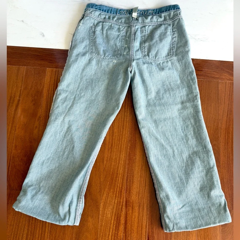 Gap Denim Jeans Boyfriend Pants Girls distressed Capri adjustable Waist 14 Plus